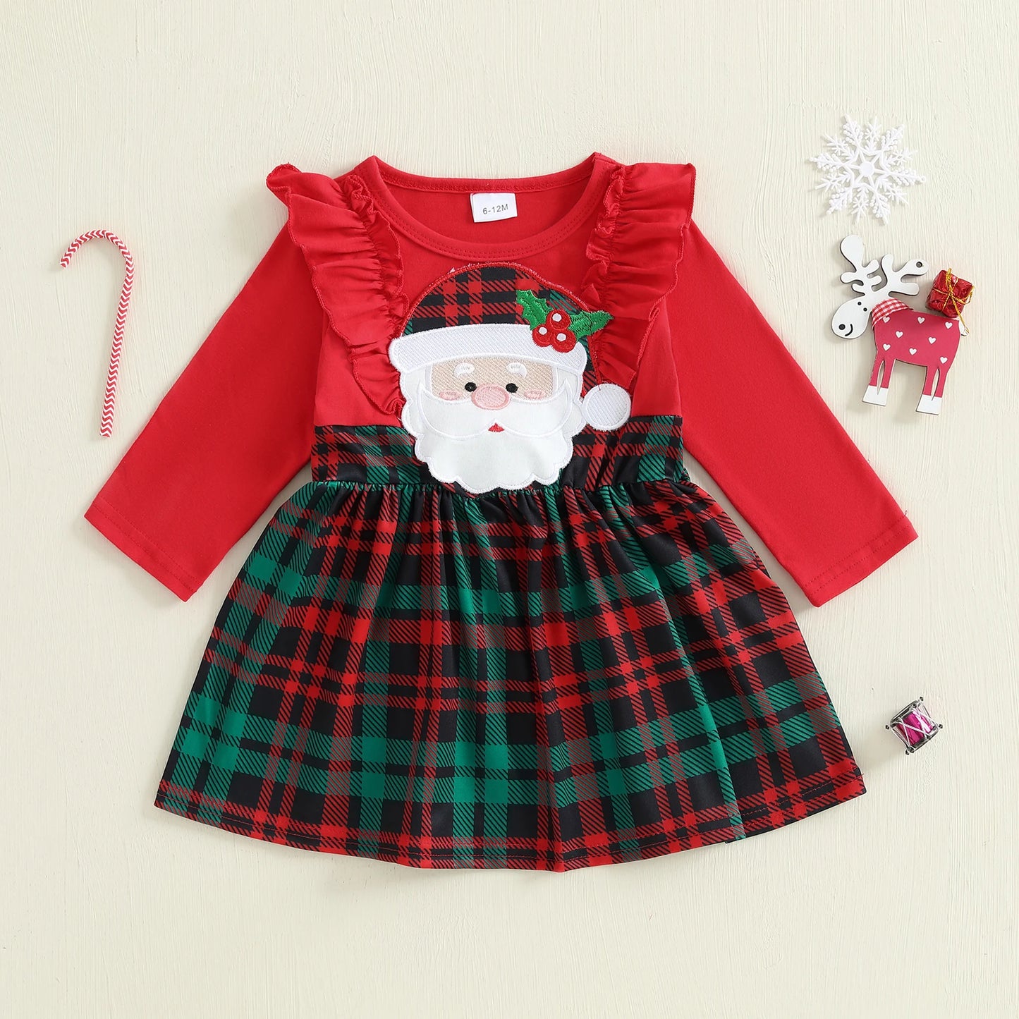 Infant Baby Boy Christmas Outfit Plaid Reindeer Applique Long Sleeve Romper Jumpsuit Winter Holiday Clothes Set for Newborns