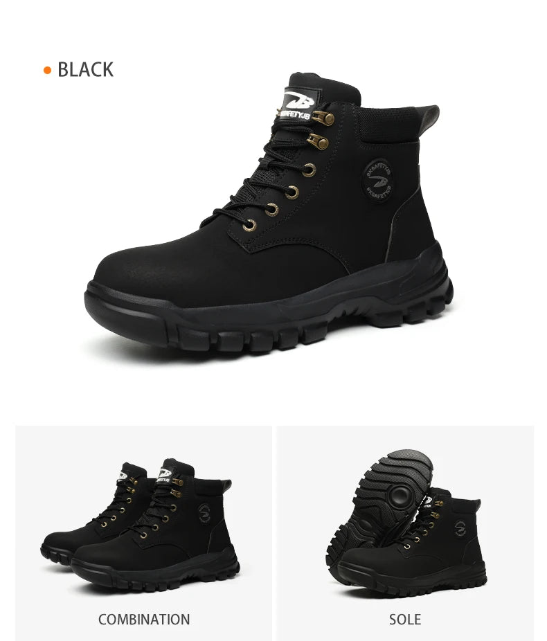 High-top PU anti-smash anti-puncture breathable safety shoes