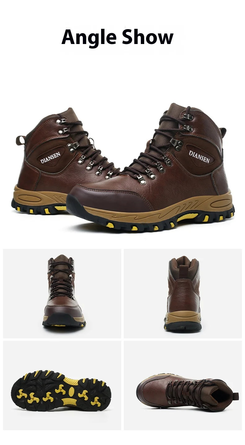 Waterproof Leather Indestructible Men Work Safety Boots Outdoor Military Boots Anti-smash Anti-puncture Industrial Shoes Male