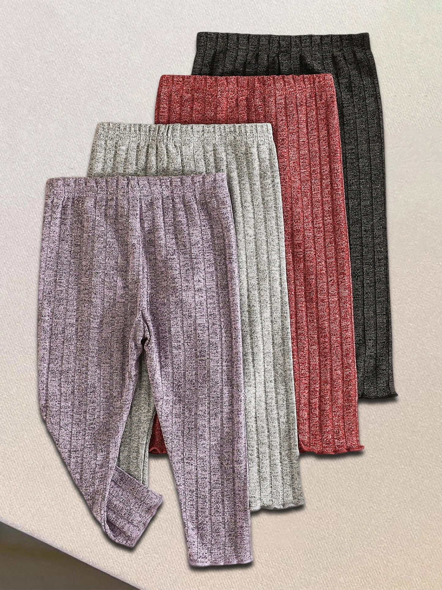 Stylish Infant Girls Knit Leggings Soft Elastic Waistband Stretchy Solid Color Pants for Comfortable Wear
