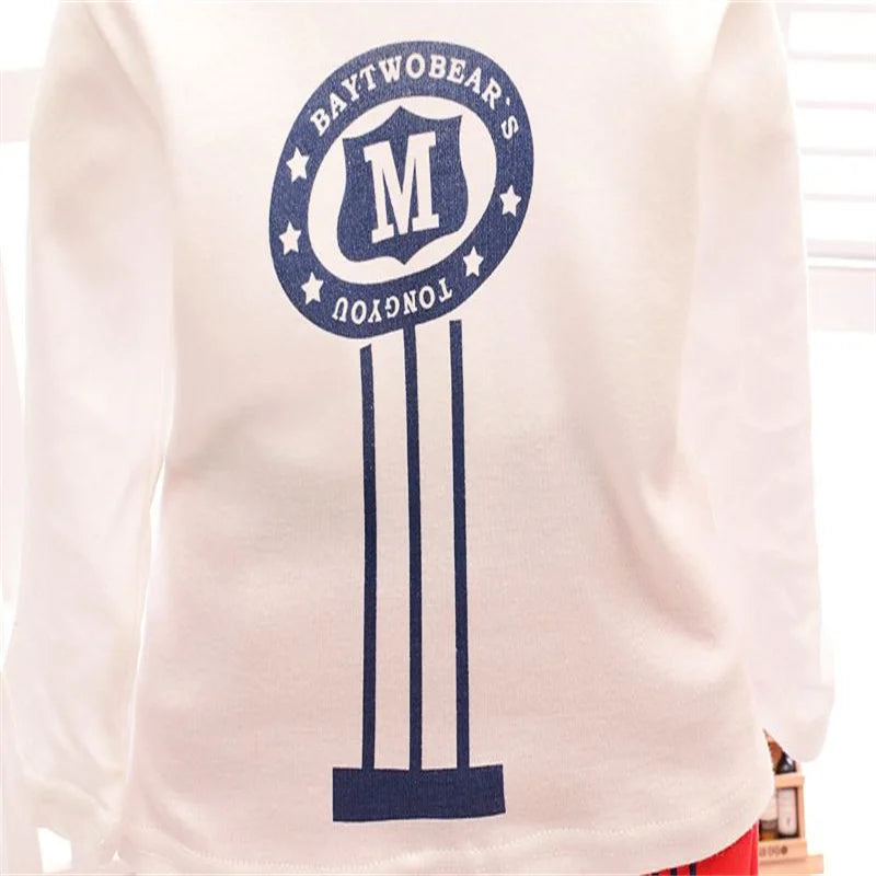 Autumn toddler boy 5th coat loose suit printed cotton long sleeve+printed V-neck letter zipper coat+casual sweatpants 3Pcs suit