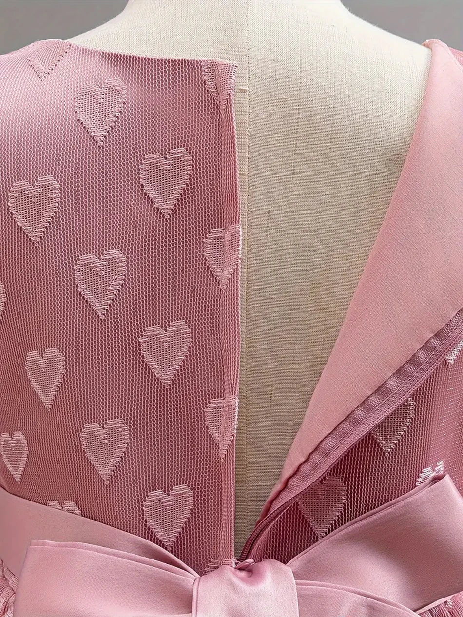 Girls Party Dresses Summer Luxury Elegant Bow Princess Dress Kids Baptism Lace Wedding Vest Birthday Evening Clothes 2-7 Year