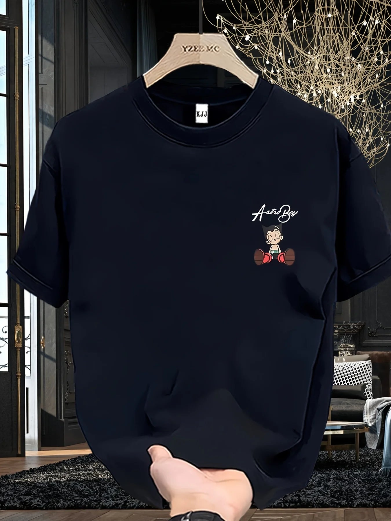 [Cotton Men's Tee] 100% Cotton Men's Casual Short Sleeve T-Shirt | Retro Cartoon Boxing Graphic Print, White Round Nec