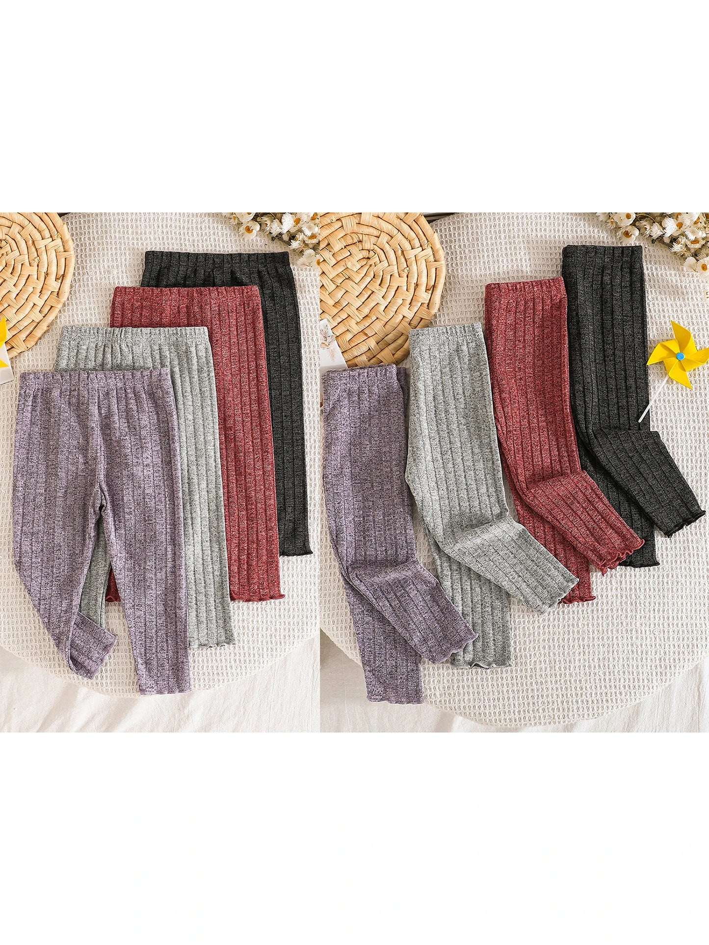 Stylish Infant Girls Knit Leggings Soft Elastic Waistband Stretchy Solid Color Pants for Comfortable Wear