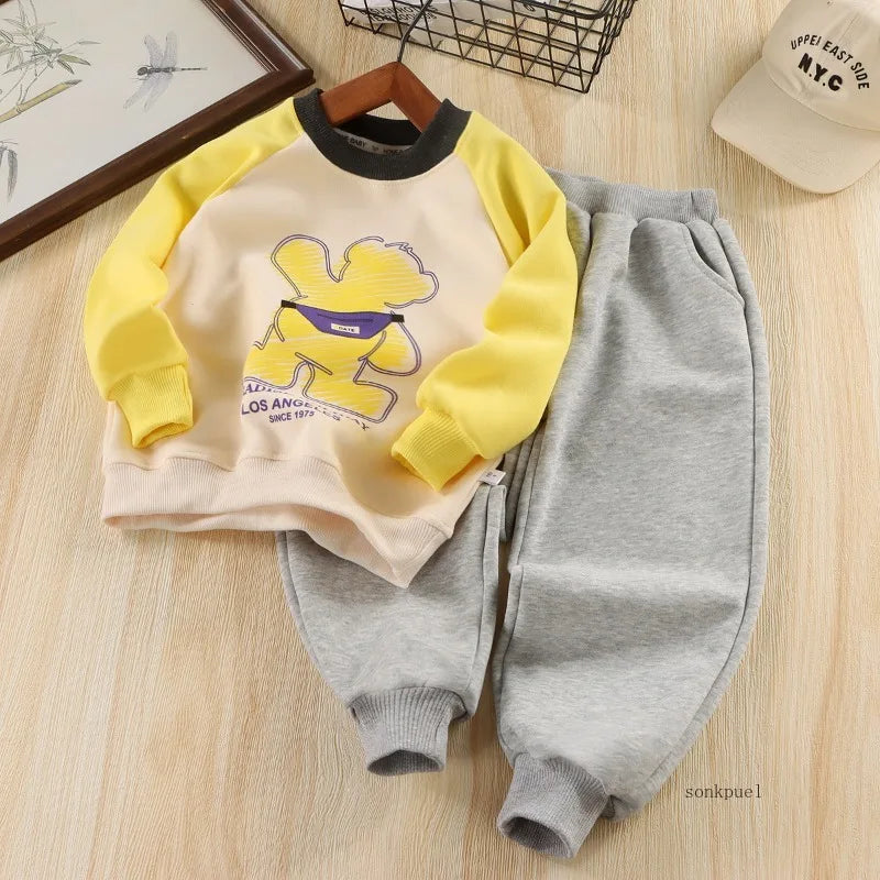 2PC New Kids Cartoon Tops Pants Set Baby Fashionable Boys Girls Two Piece Outfit Spring Autumn Winter 2025