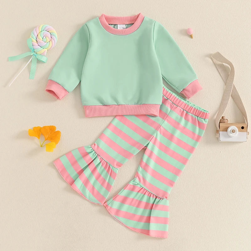 Toddler Girl 2-Piece Winter Outfits Cozy Sweater Floral Leggings Set Baby Clothes for Fall and Winter Season