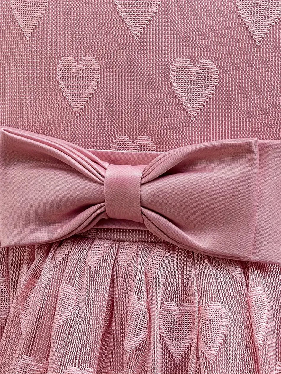 Girls Party Dresses Summer Luxury Elegant Bow Princess Dress Kids Baptism Lace Wedding Vest Birthday Evening Clothes 2-7 Year