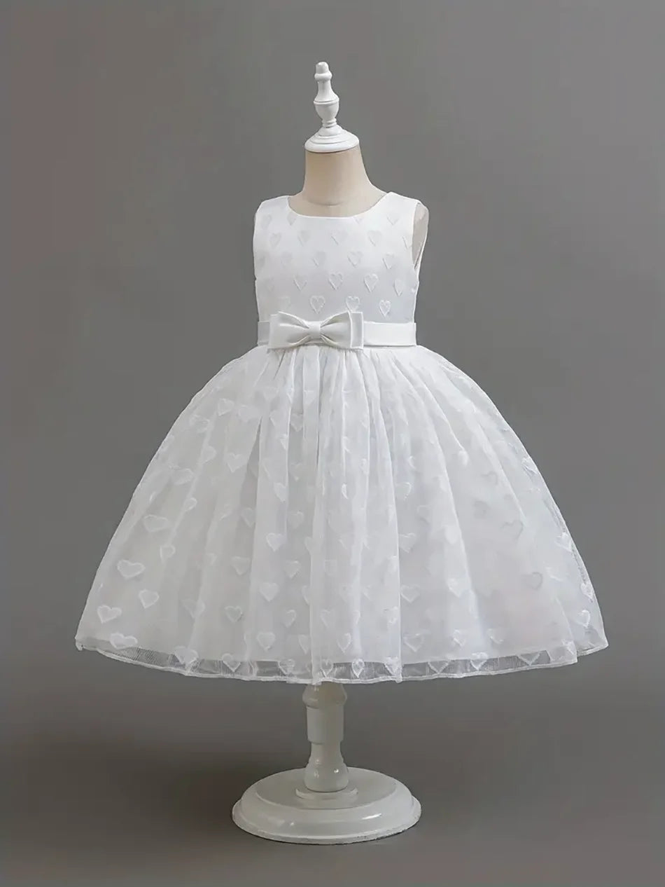 Girls Party Dresses Summer Luxury Elegant Bow Princess Dress Kids Baptism Lace Wedding Vest Birthday Evening Clothes 2-7 Year