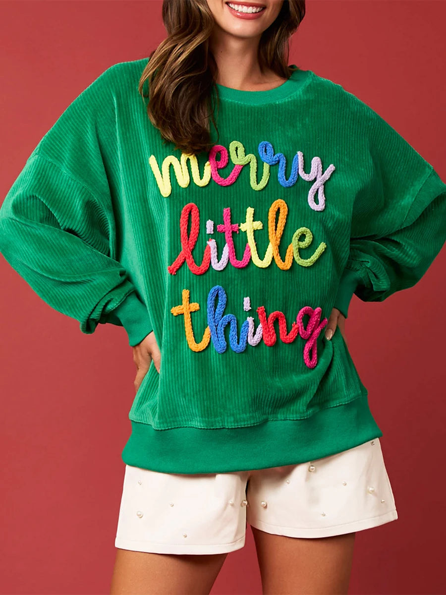 Merry Sweatshirt for Women Merry Christmas Glitter Patch Crewneck Sweater Xmas Letter Long Sleeve Pullover Top