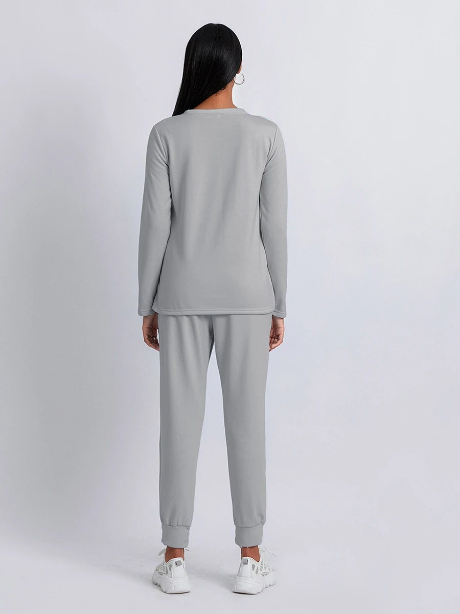 Women s Cozy 2 Piece Set Plush Fleece Pullover and Comfy Joggers for Loungewear or Casual Athleisure Look