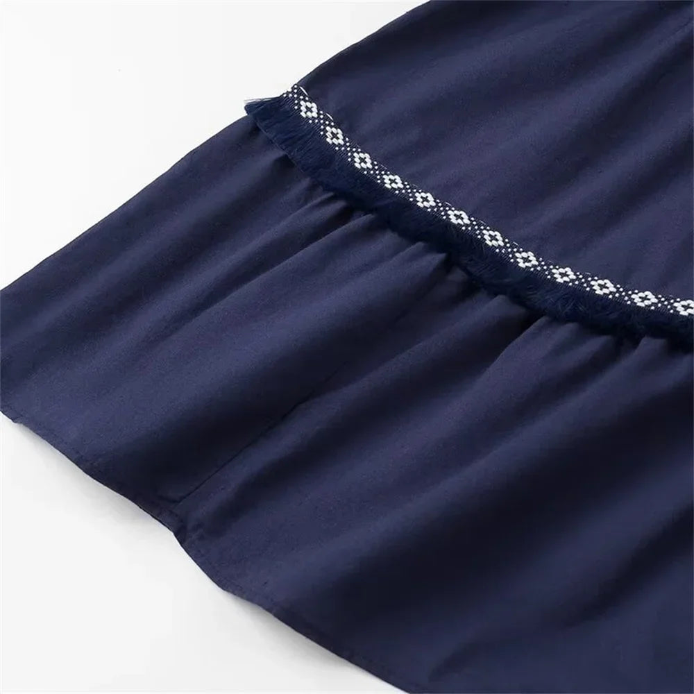 Summer New Product: Casual Women's Fashion V-neck Sleeveless Waist Collection with Tassel Decoration Dress