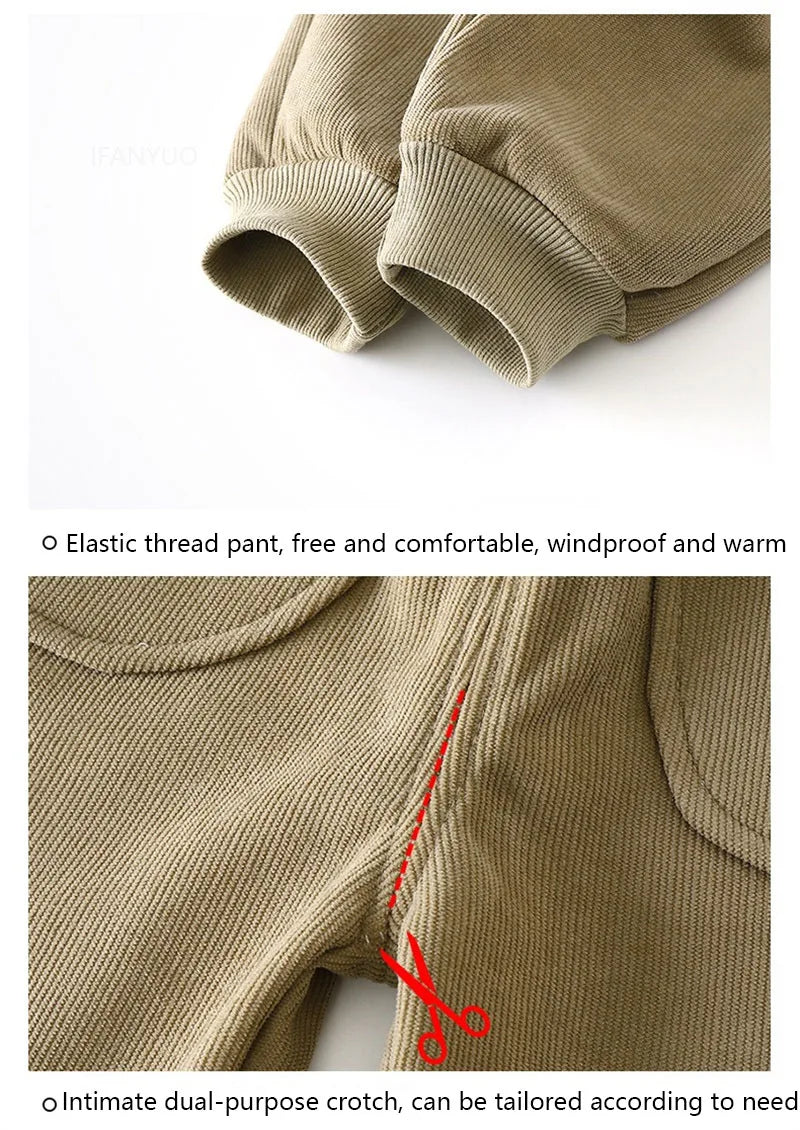 Children Velvet Pants Autumn Winter New Solid Color Boys Kids Thick Warm Sports Trousers Simple Fashion Korean Girls Baby Pants