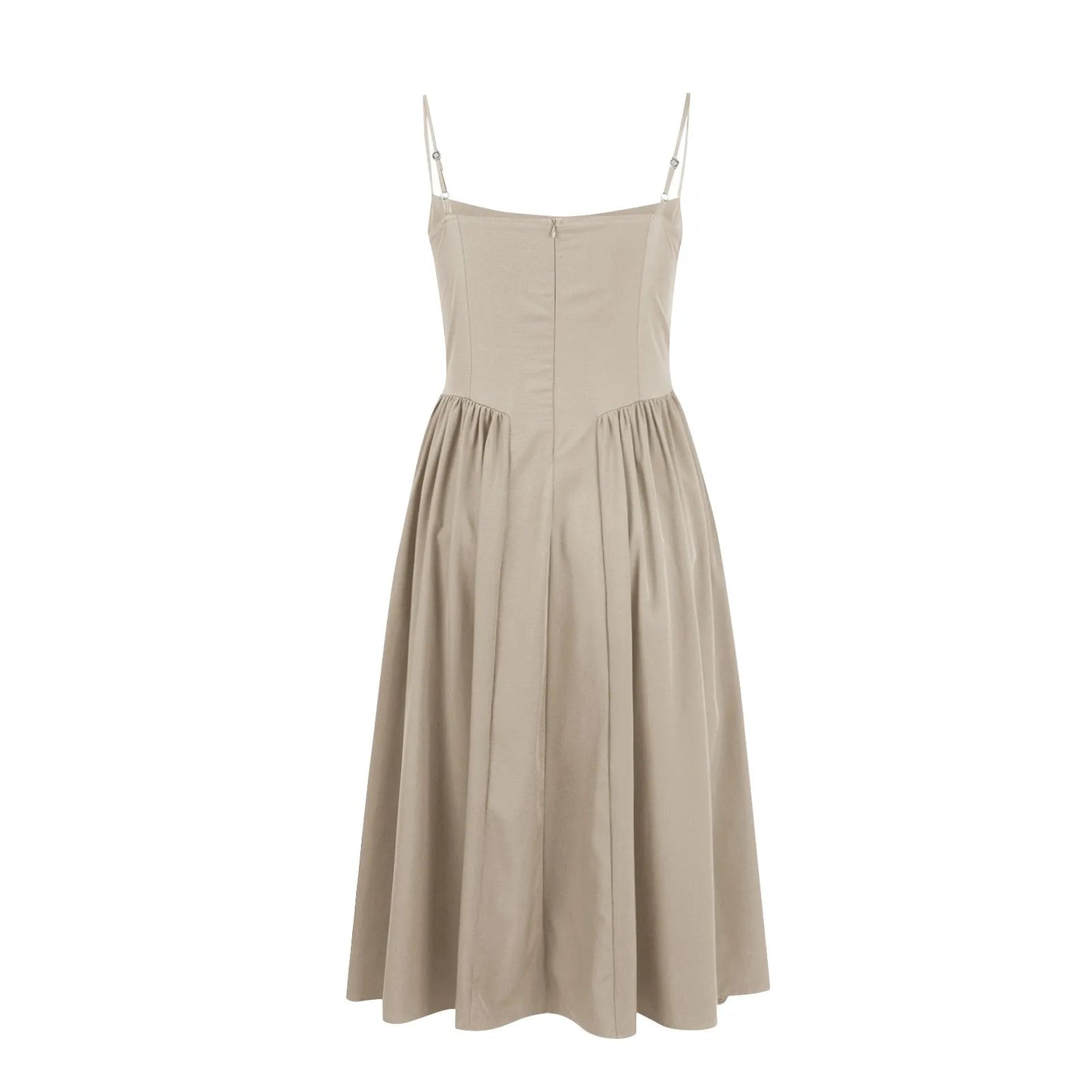 Women's Fashionable Solid Color Floral Retro Court  Dopamine Suspender Pocket Dress