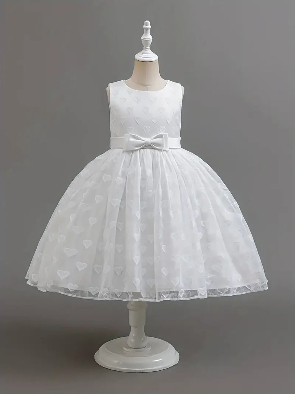 Girls Party Dresses Summer Luxury Elegant Bow Princess Dress Kids Baptism Lace Wedding Vest Birthday Evening Clothes 2-7 Year