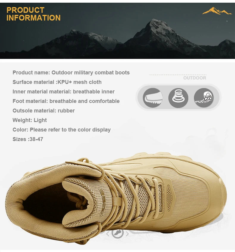 Men's tactical boots anti collision boots durable boots hiking boots comfortable and durable boots outdoor boots lightweight and