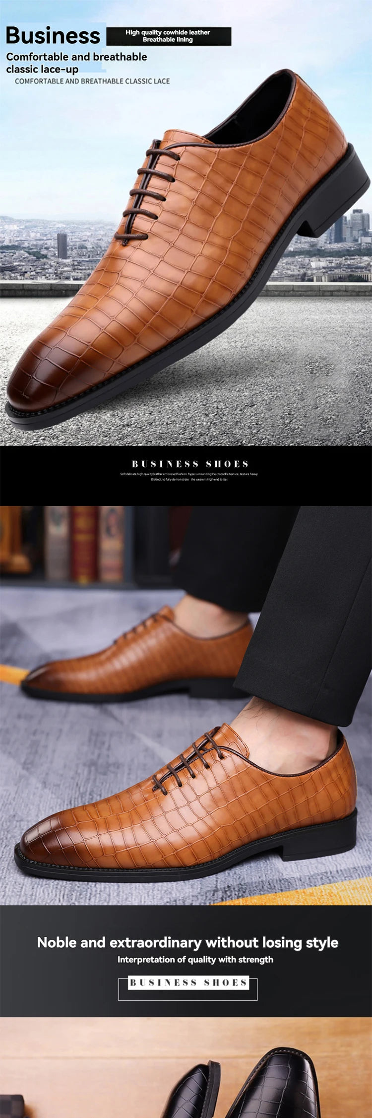 Luxury Mens Leather Shoes Retro Carved Lace-up Brogue Oxford Wedding Men Dress Shoes Male Formal Business Gentleman Office Shoes