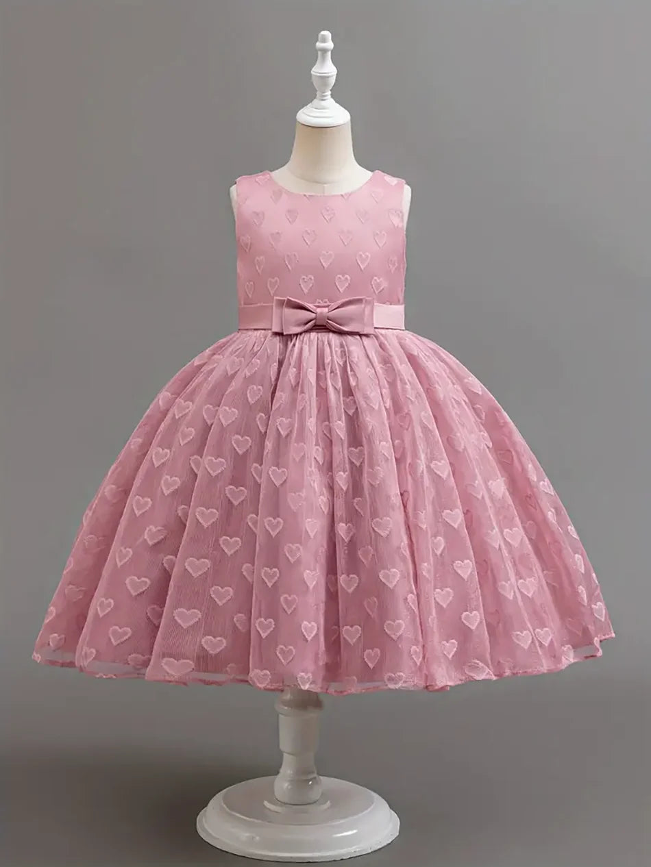Girls Party Dresses Summer Luxury Elegant Bow Princess Dress Kids Baptism Lace Wedding Vest Birthday Evening Clothes 2-7 Year