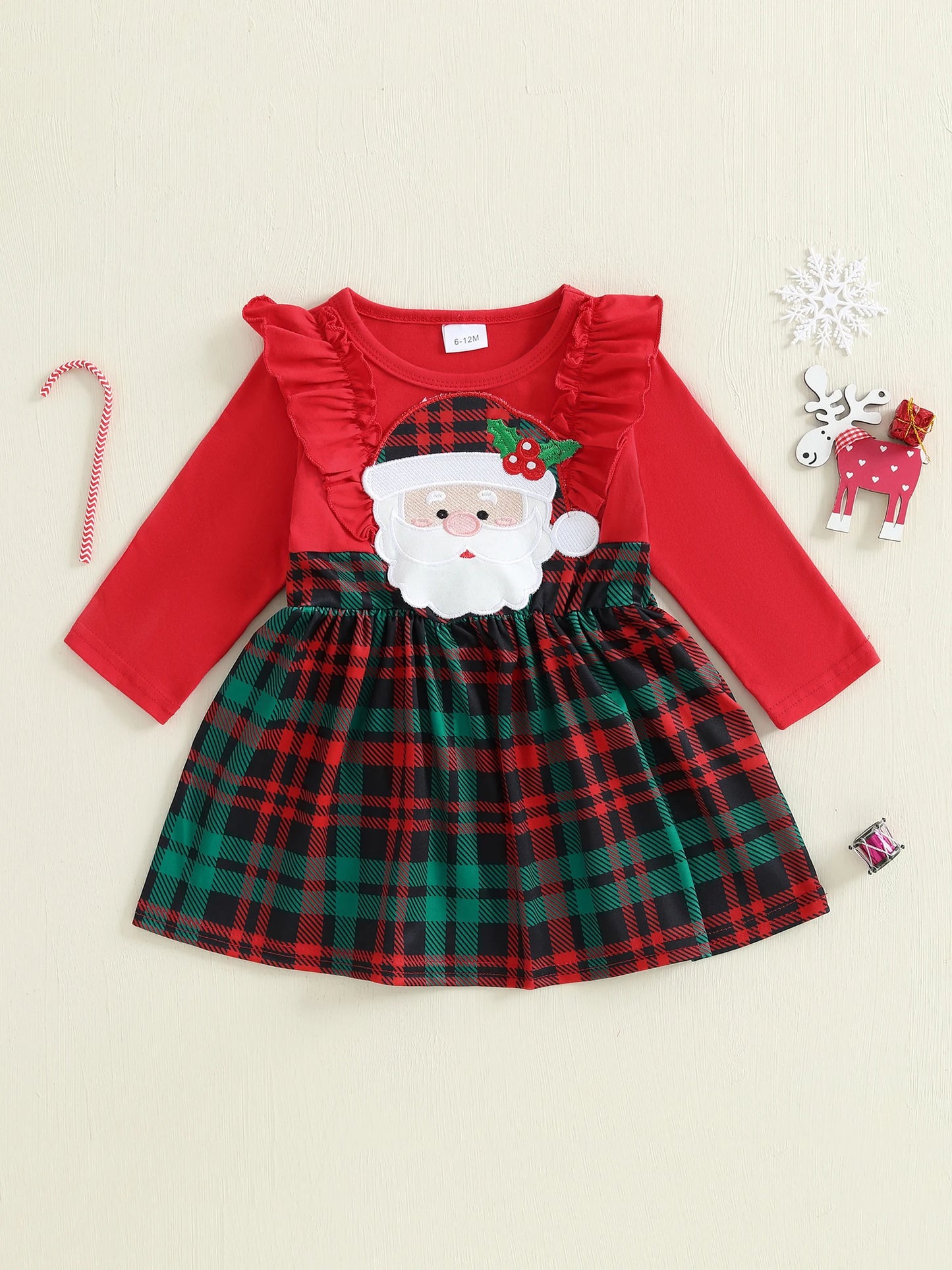 Infant Baby Boy Christmas Outfit Plaid Reindeer Applique Long Sleeve Romper Jumpsuit Winter Holiday Clothes Set for Newborns