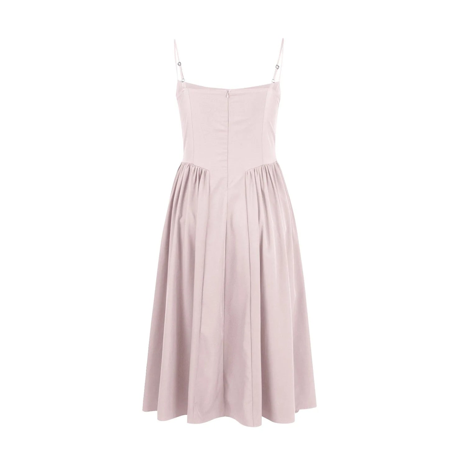 Women's Fashionable Solid Color Floral Retro Court  Dopamine Suspender Pocket Dress