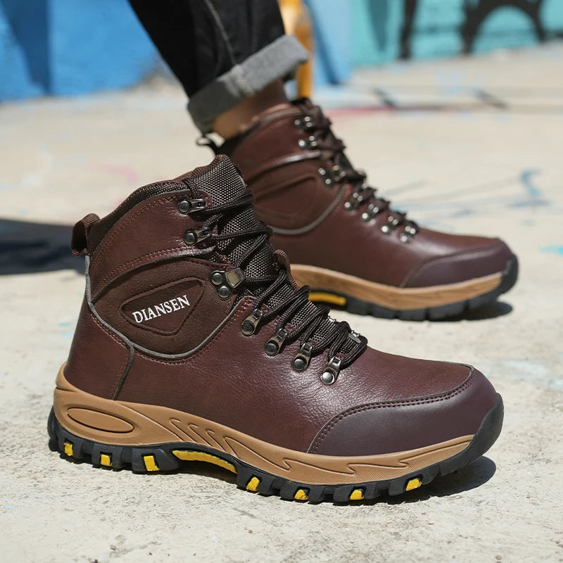 Waterproof Leather Indestructible Men Work Safety Boots Outdoor Military Boots Anti-smash Anti-puncture Industrial Shoes Male