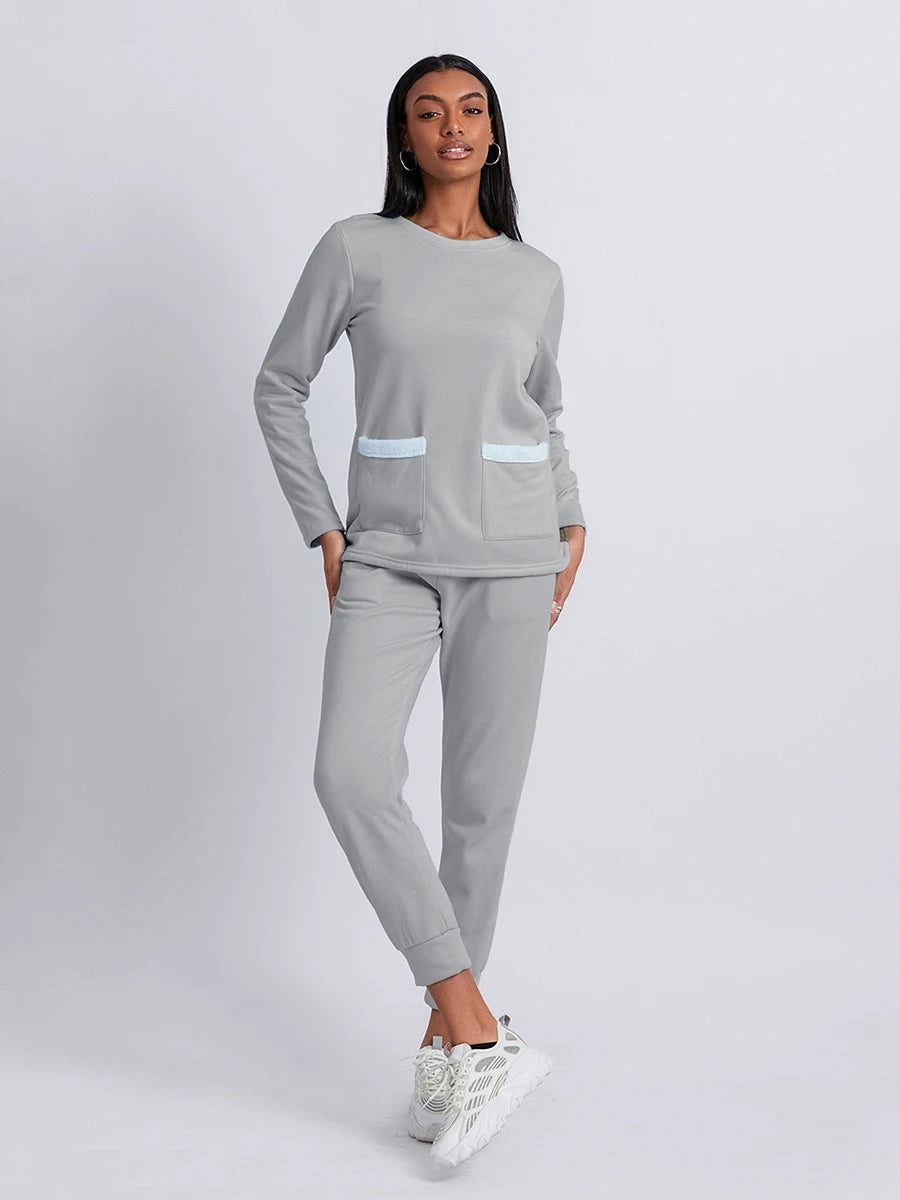 Women s Cozy 2 Piece Set Plush Fleece Pullover and Comfy Joggers for Loungewear or Casual Athleisure Look