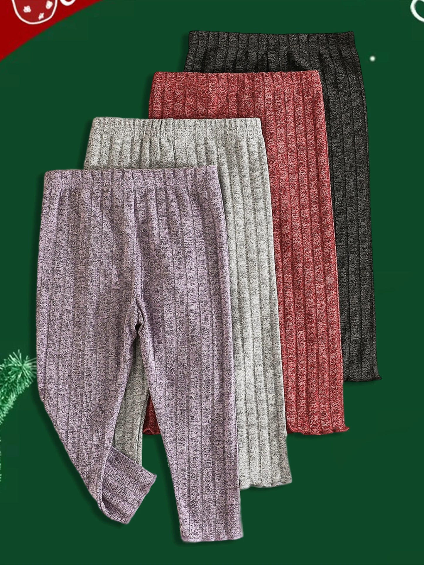 Stylish Infant Girls Knit Leggings Soft Elastic Waistband Stretchy Solid Color Pants for Comfortable Wear