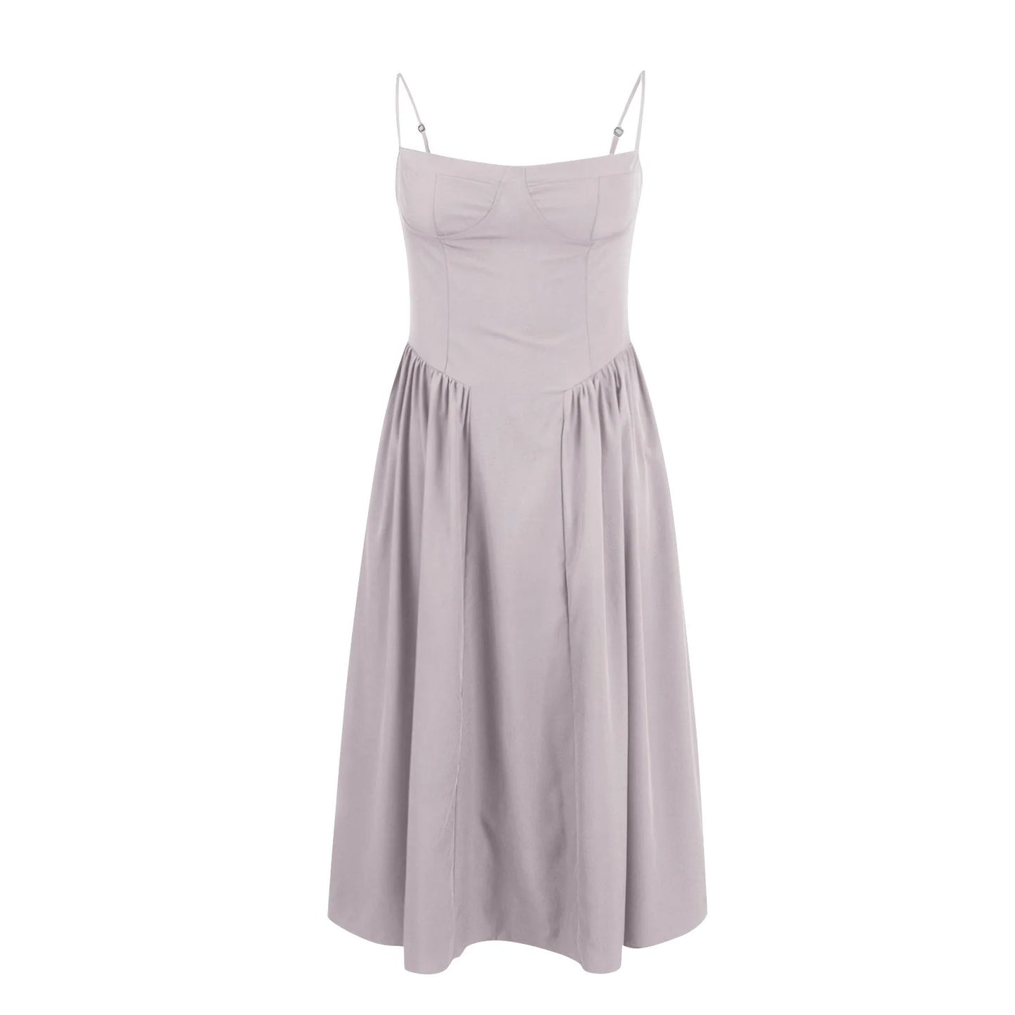 Women's Fashionable Solid Color Floral Retro Court  Dopamine Suspender Pocket Dress
