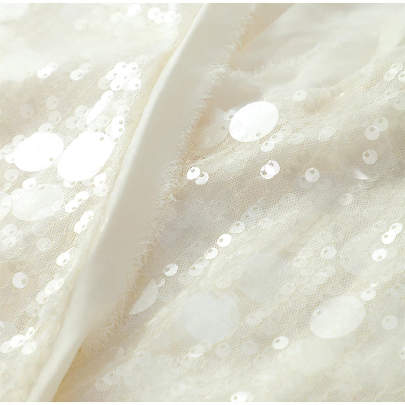 Fashion Sparkling Beaded Short Loose Jacket Elegant V Neck Long Sleeve Lace Up Cardigans 2025 Spring Female Elegant Streetwear