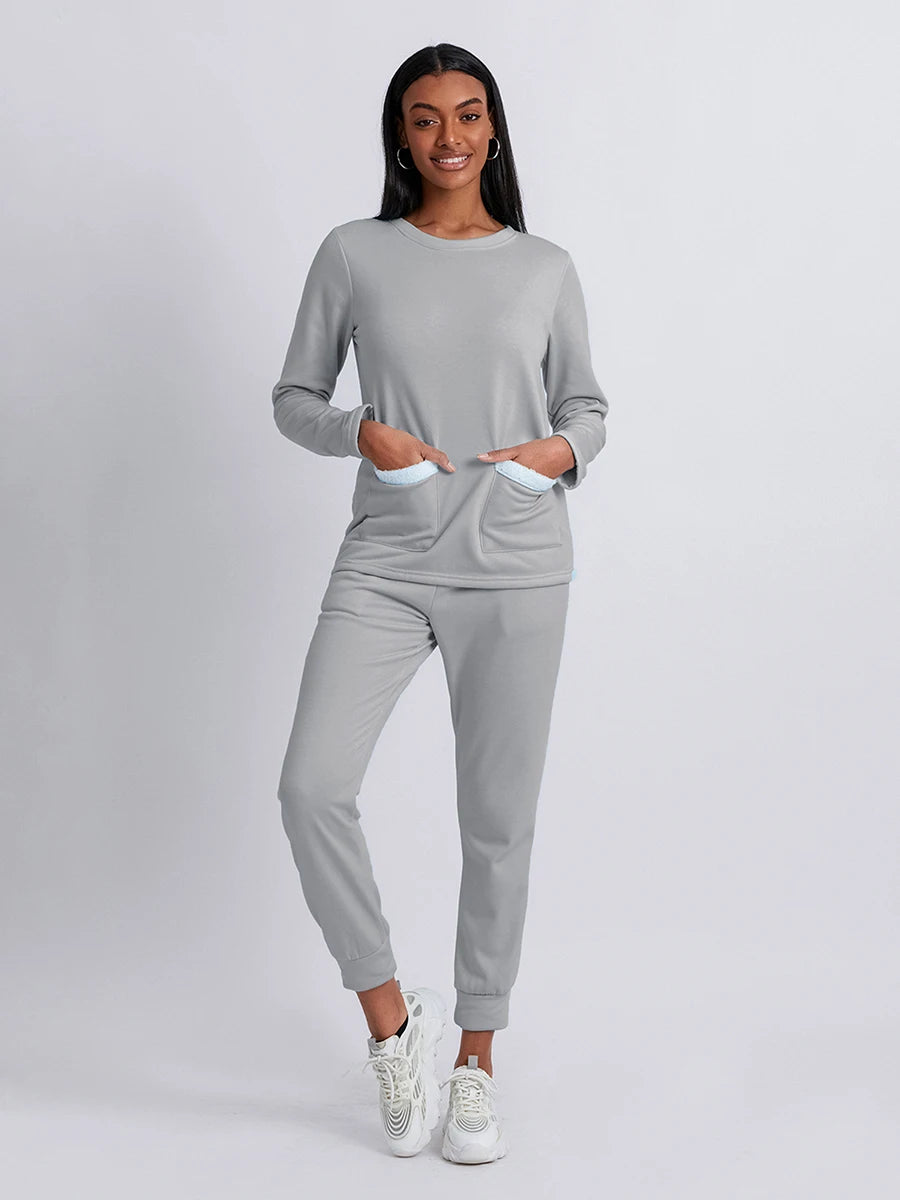 Women s Cozy 2 Piece Set Plush Fleece Pullover and Comfy Joggers for Loungewear or Casual Athleisure Look