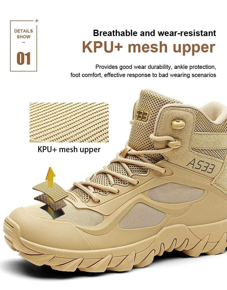 Men's tactical boots anti collision boots durable boots hiking boots comfortable and durable boots outdoor boots lightweight and