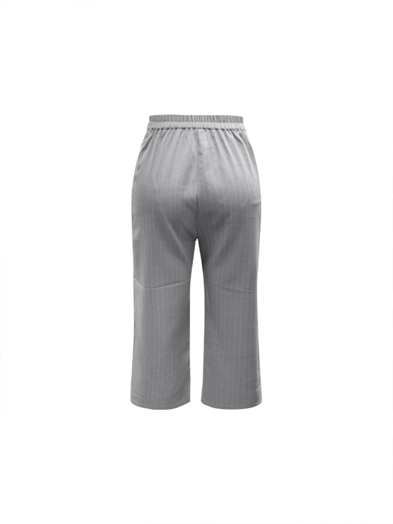 Fashionable and elegant gray striped regular sleeve urban peaked lapel long-sleeved suit jacket and urban pocket stitching cropp