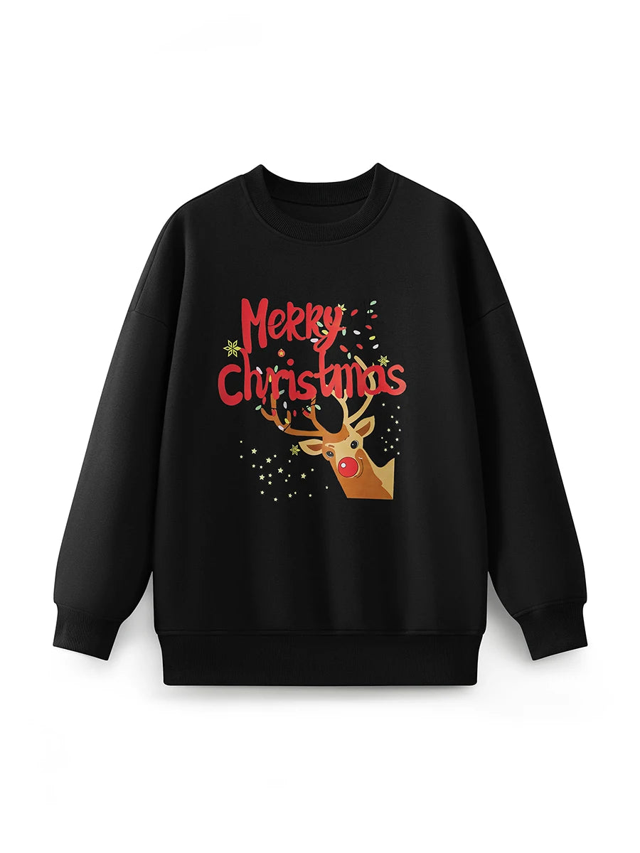 Merry Christmas Women Sweatshirt Christmas Graphic Printed Pullover Holiday Season Funny Xmas Crewneck Sweater