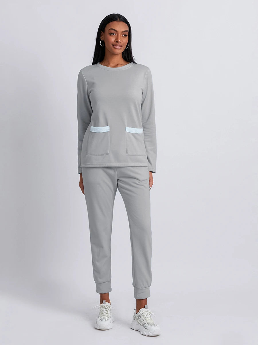 Women s Cozy 2 Piece Set Plush Fleece Pullover and Comfy Joggers for Loungewear or Casual Athleisure Look