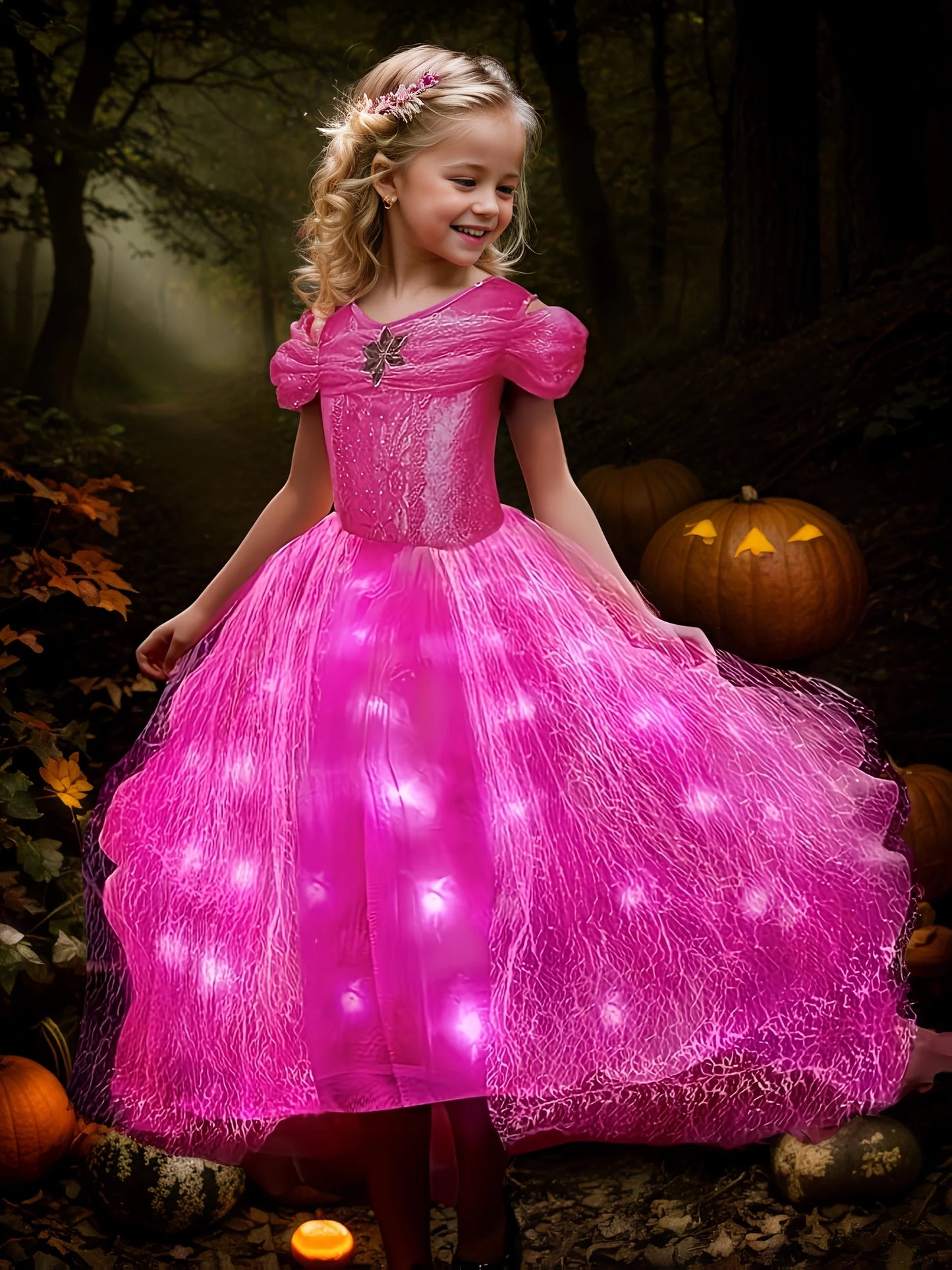 Girl Elsa Role Playing Dress Light up Kid Halloween Frozen Carnival Apparel Girls Birthday Cosplay Princess Glowing Dress