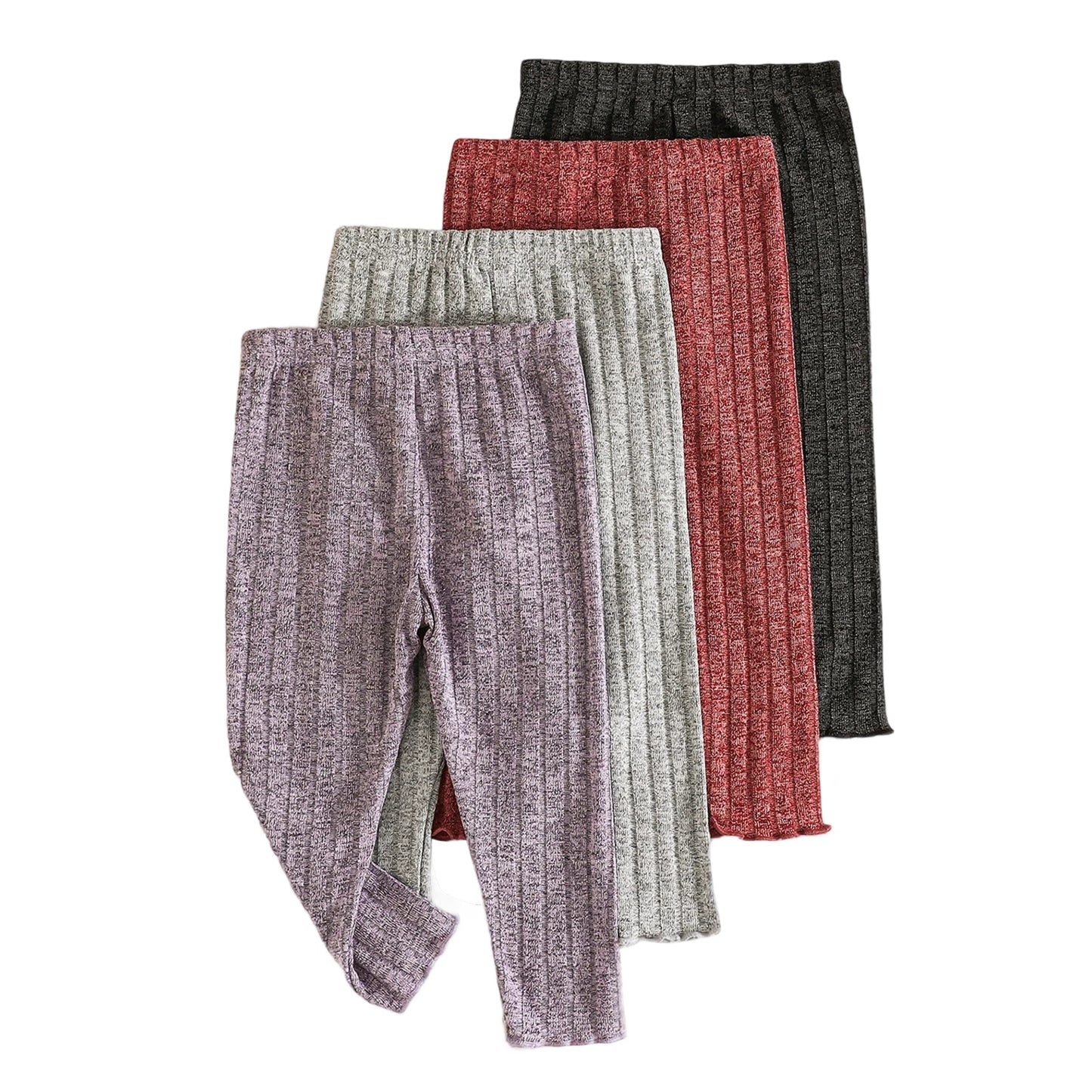 Stylish Infant Girls Knit Leggings Soft Elastic Waistband Stretchy Solid Color Pants for Comfortable Wear