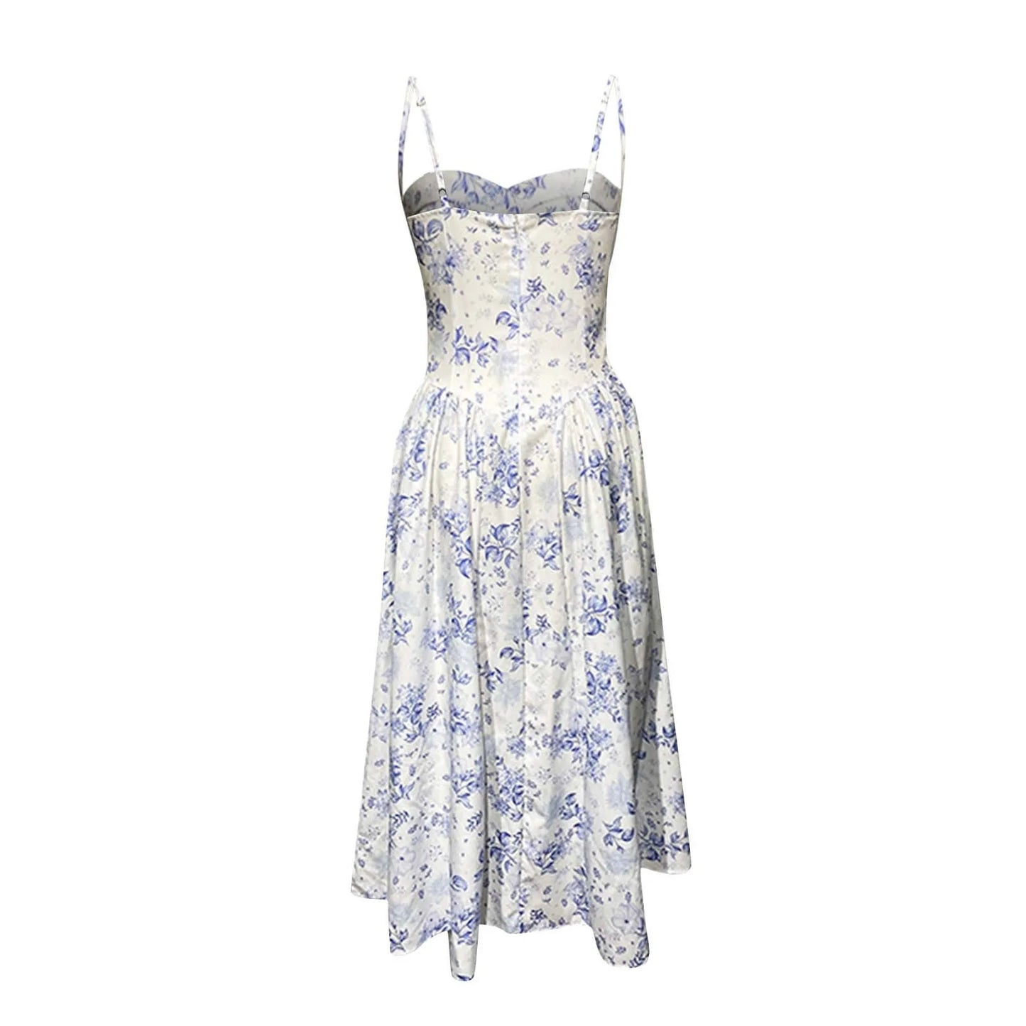 Women's Fashionable Solid Color Floral Retro Court  Dopamine Suspender Pocket Dress
