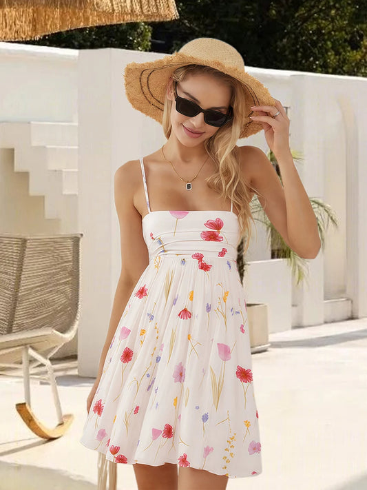 Elegant V-Neck Sleeveless Dress with Ruffle Hem and Belted Waist for Women s Summer Party Cocktail Streetwear Fashion