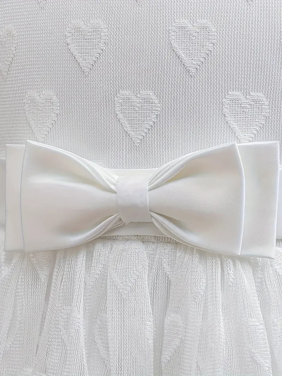 Girls Party Dresses Summer Luxury Elegant Bow Princess Dress Kids Baptism Lace Wedding Vest Birthday Evening Clothes 2-7 Year