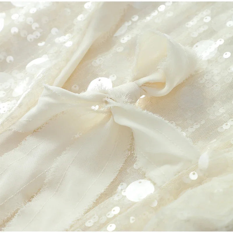 Fashion Sparkling Beaded Short Loose Jacket Elegant V Neck Long Sleeve Lace Up Cardigans 2025 Spring Female Elegant Streetwear