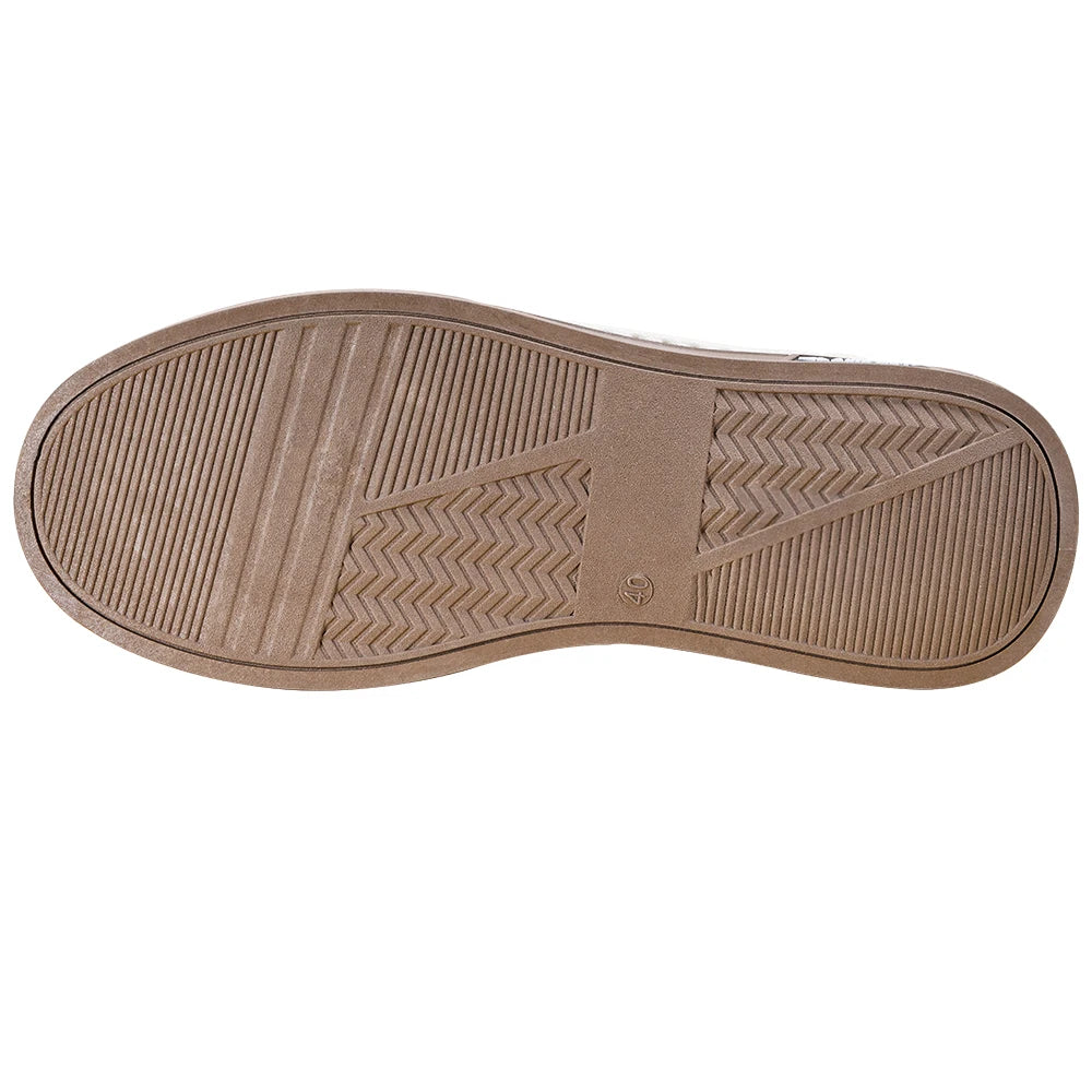 Beige Men's Punk Skate Shoes w/Leather/Canvas, Breathable Thick Platform for Streetwear & Casual Wear