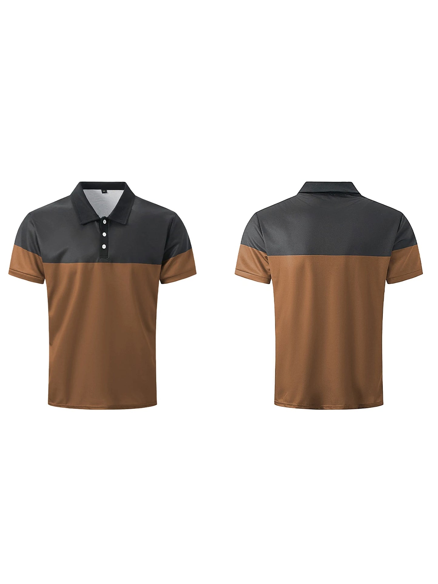 Casual Men s V Neck T-Shirt with Button Lapel and Stylish Contrast Color Design Perfect for Summer Outfits