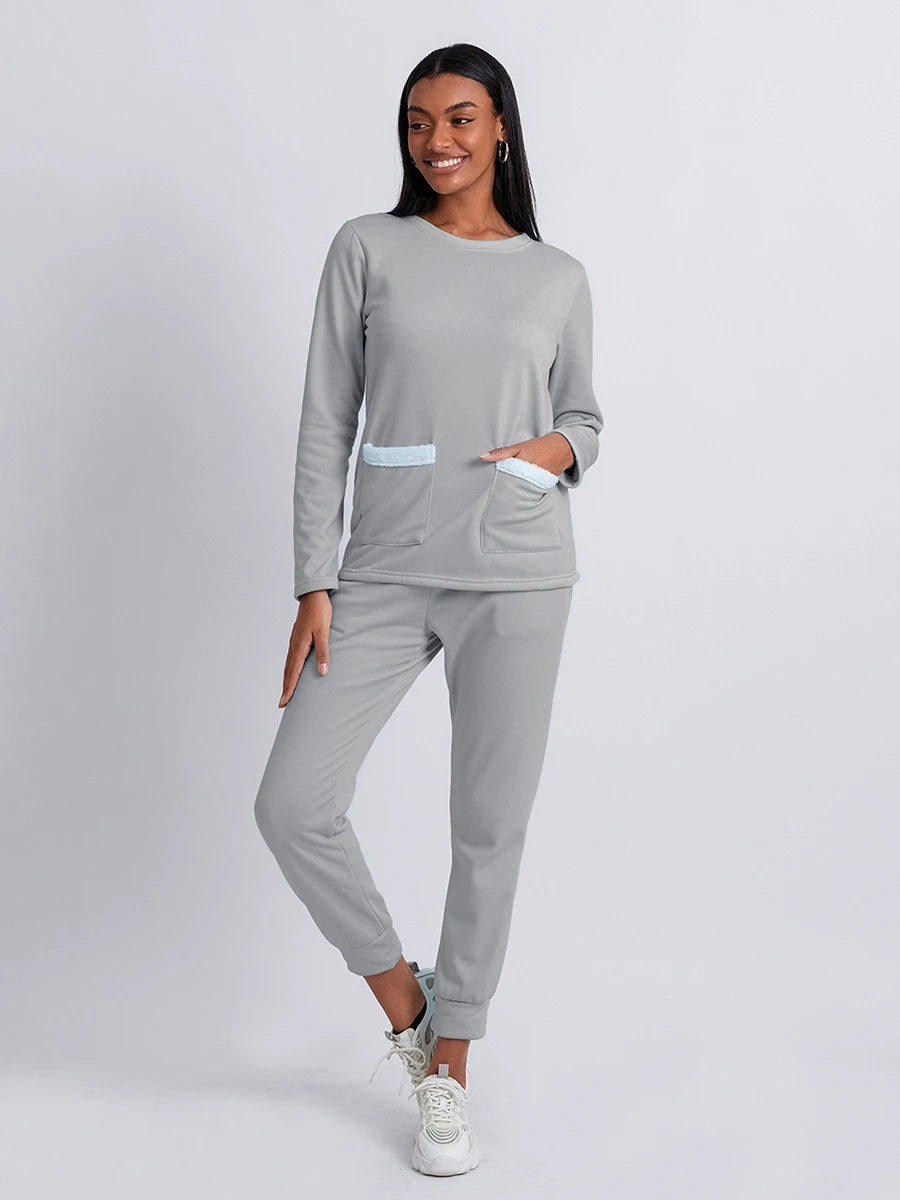 Women s Cozy 2 Piece Set Plush Fleece Pullover and Comfy Joggers for Loungewear or Casual Athleisure Look
