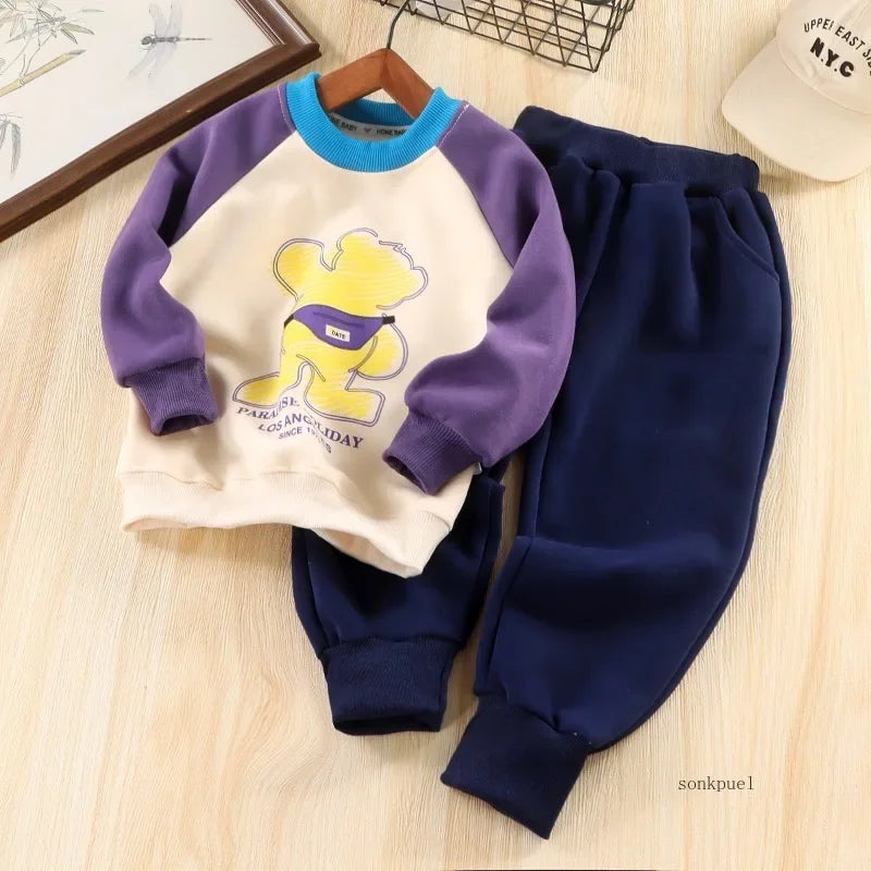 2PC New Kids Cartoon Tops Pants Set Baby Fashionable Boys Girls Two Piece Outfit Spring Autumn Winter 2025