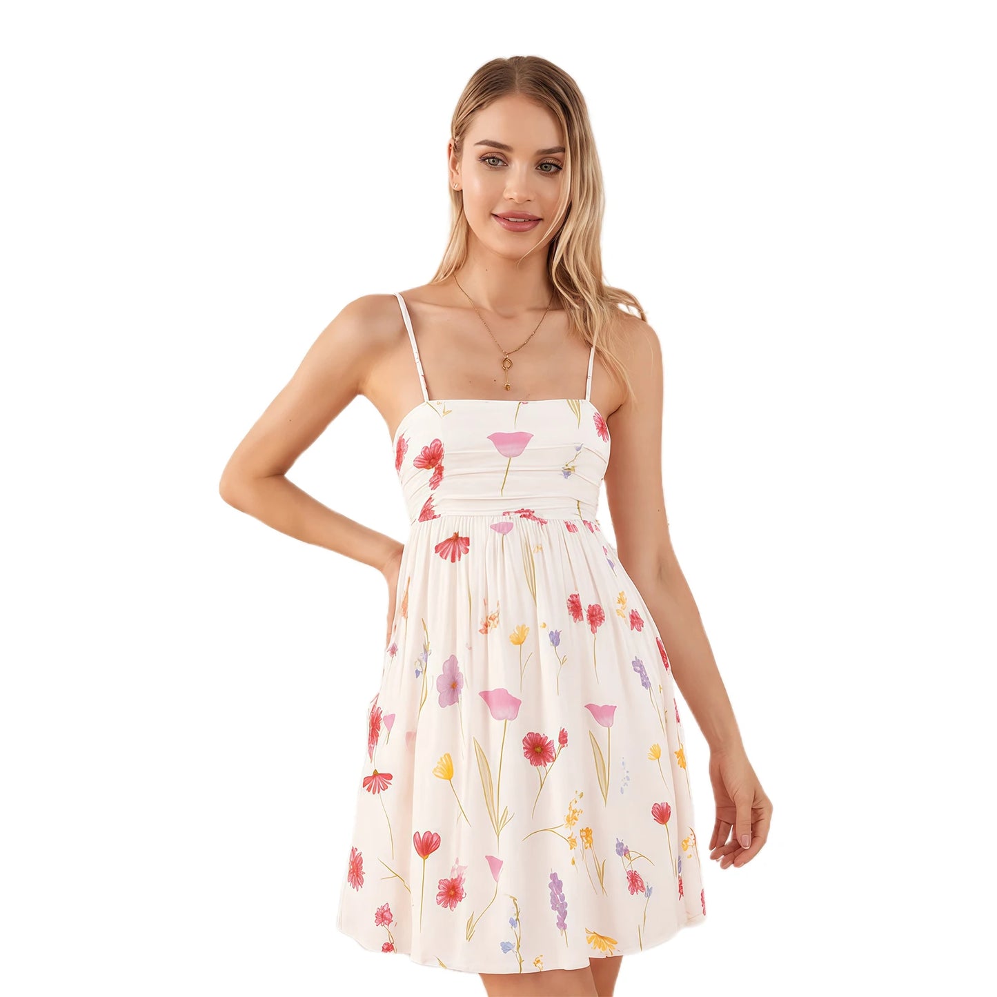 Elegant V-Neck Sleeveless Dress with Ruffle Hem and Belted Waist for Women s Summer Party Cocktail Streetwear Fashion