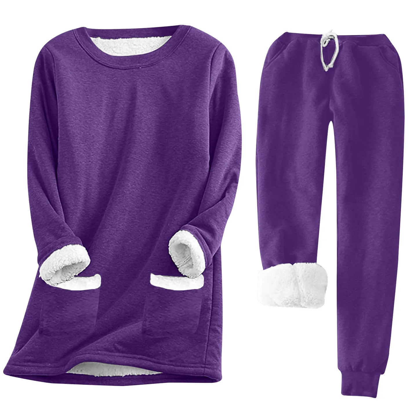 Women s Cozy 2 Piece Set Plush Fleece Pullover and Comfy Joggers for Loungewear or Casual Athleisure Look