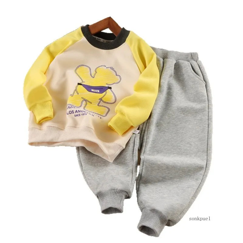 2PC New Kids Cartoon Tops Pants Set Baby Fashionable Boys Girls Two Piece Outfit Spring Autumn Winter 2025