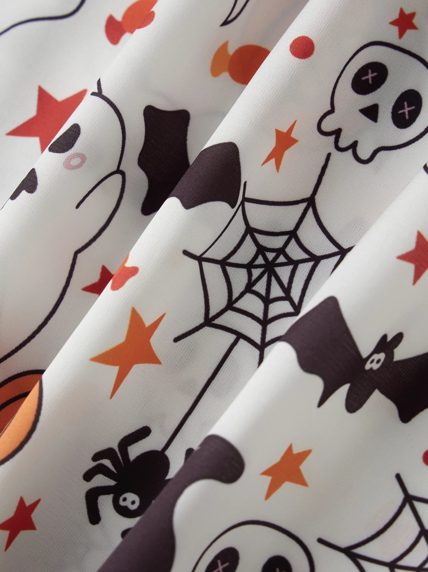 Women s Silk Pajama Sets with Spooky Halloween Prints Lapel V Neck Short Sleeve Tops and Pants Cozy Sleepwear for Fall