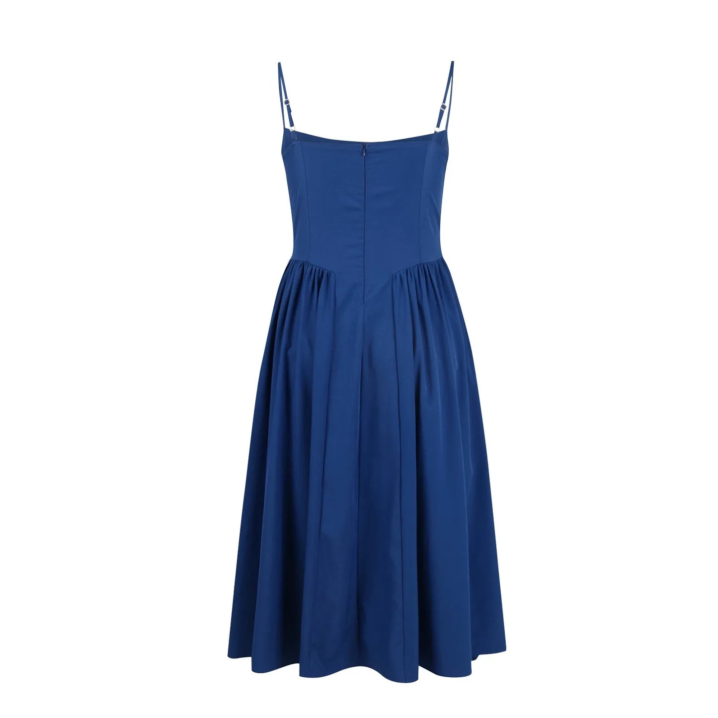 Women's Fashionable Solid Color Floral Retro Court  Dopamine Suspender Pocket Dress