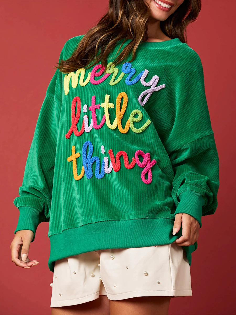 Merry Sweatshirt for Women Merry Christmas Glitter Patch Crewneck Sweater Xmas Letter Long Sleeve Pullover Top