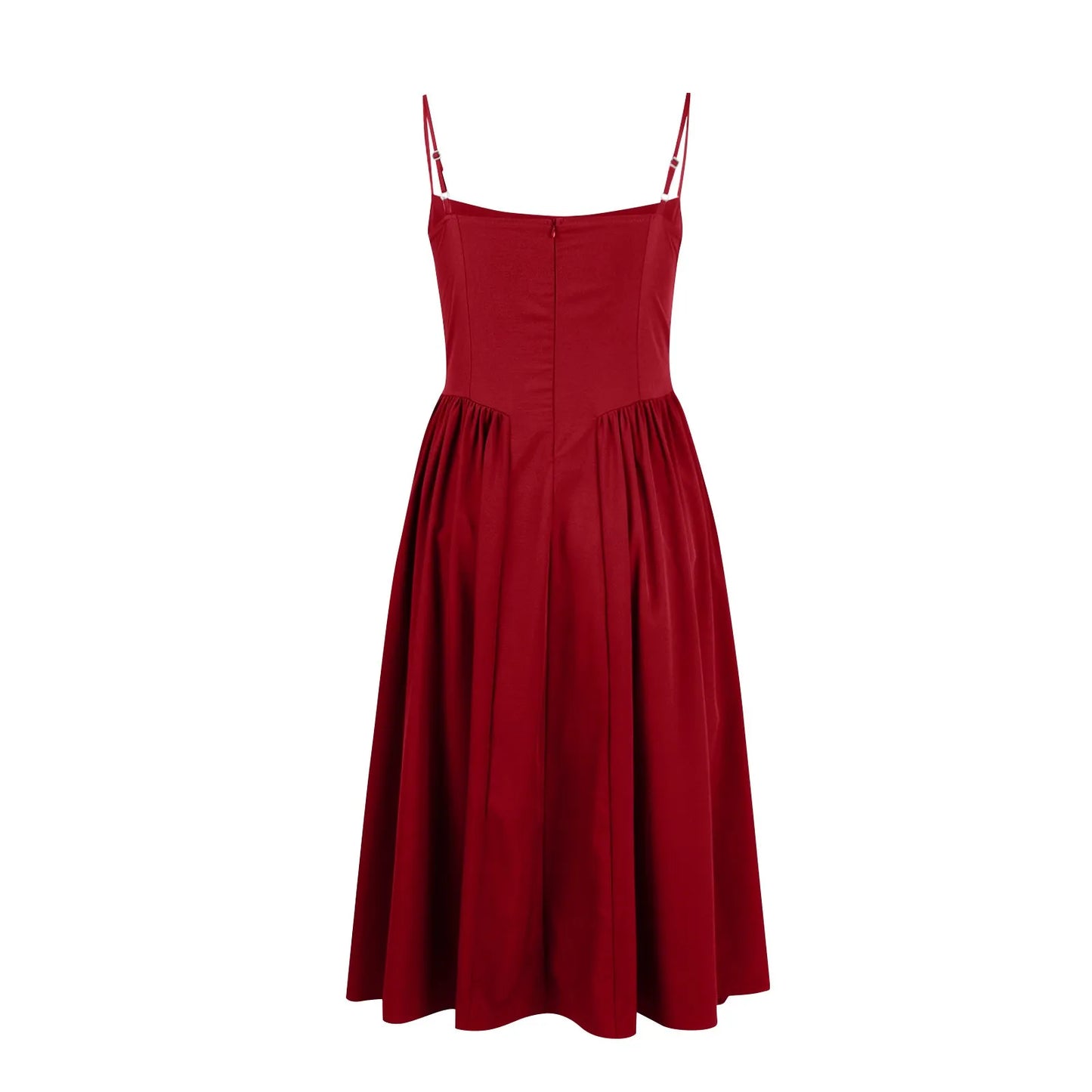 Women's Fashionable Solid Color Floral Retro Court  Dopamine Suspender Pocket Dress